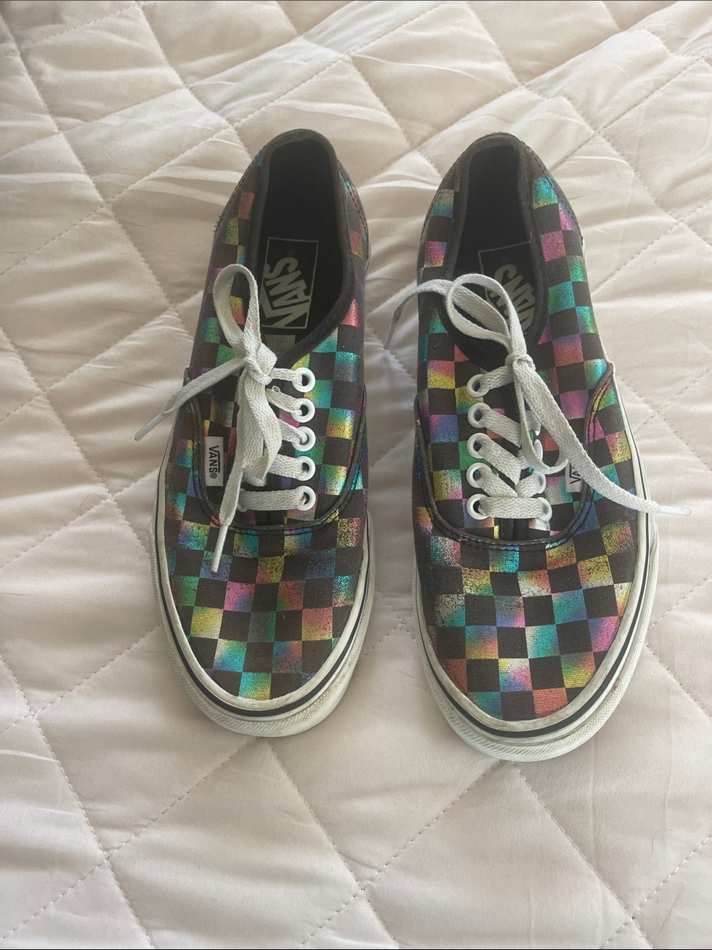 Vans Multicolor Iridescent Checkerboard Low-Top Sneakers -Size 6.5
